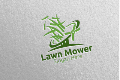 Cut Lawn Mower Gardener Mowing Logo 24