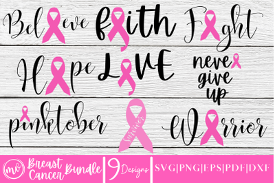 Breast Cancer SVG Bundle - 9 | Breast Cancer Awareness SVG Designs | I