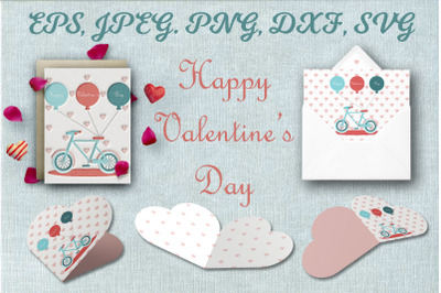 Valentines Day set. Greeting card. Beautiful patterns gift.