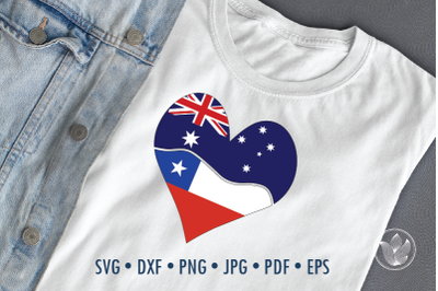 Australia Chile heart with flags, Svg Dxf Eps Png Jpg