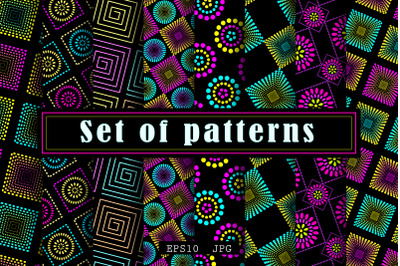 Set of neon patterns