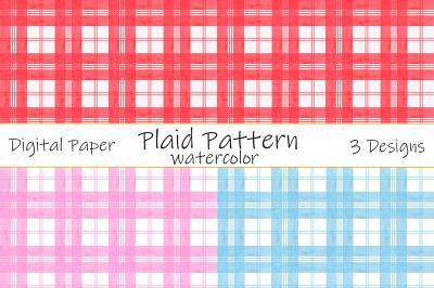 Plaid pattern watercolor. Vintage watercolor cage. Retro background