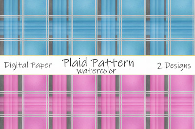 Plaid pattern watercolor. Vintage watercolor cage. Retro background