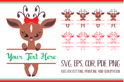 Christmas deer. Split for name Svg set