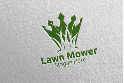 King Lawn Mower Gardener Mowing Logo 25