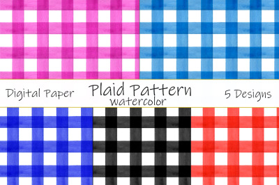 Plaid pattern watercolor. Vintage watercolor illustration
