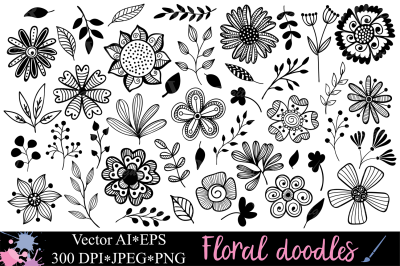 Floral doodles clipart / Botanical design elements clip art