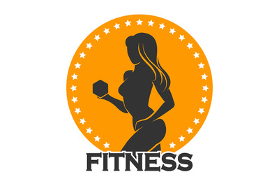 Woman with Dumbbell Fitness Logo