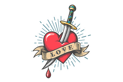 Heart Pierced by a Knife Tattoo