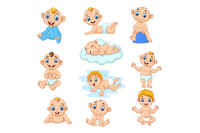 Set of Ten Cartoon Little Babies Character