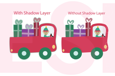 Christmas Truck with Elf - SVG, DXF, EPS, PNG - Cutting Files & Clipart