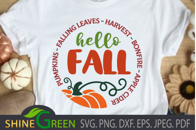 Fall SVG - Hello Fall Pumpkin Quote DXF EPS PNG