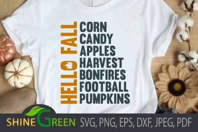 Fall SVG - Hello Fall, Pumpkin, Football, Word Art