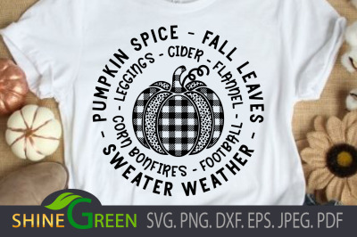 Fall SVG - Plaid Pumpkin Spice, Quotes PNG EPS DXF