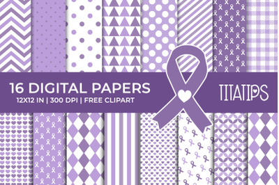 Cancer Awareness Digital Papers, Ribbon Patterns