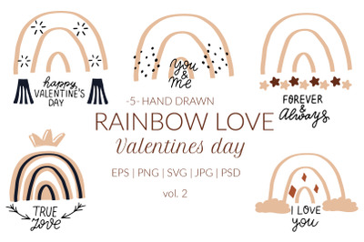 Boho rainbow svg valentines quotes. Valentines card, boho wedding clip