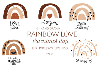 Boho rainbow svg valentines quotes. Valentines day card, bohemian wedd
