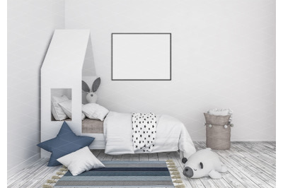 Interior scene artwork background frame mockup