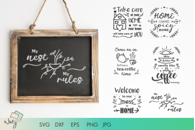 Home quotes and illustrations SVG and DXF files.