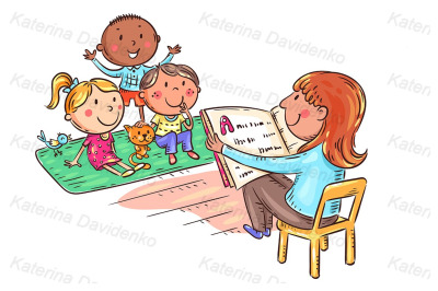 Teacher reading to kids