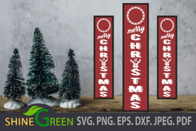 Merry Christmas Porch Sign SVG with Santa and Snowflake Frame DXF EPS JPEG