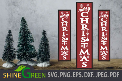 Christmas Porch Sign SVG with Snowflakes and Ornaments PNG EPS DXF