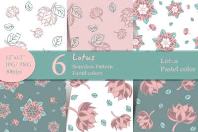 Lotus Digital Paper. Pattern lotus in pastel colors.