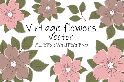 Vintage flowers vector Flowers Clipart Vintage flowers SVG