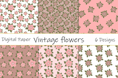 Vintage flowers patterns vector. Digital Paper. Flowers SVG