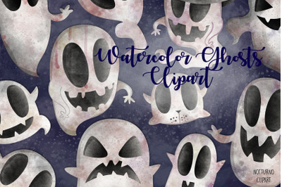 Watercolor Ghosts Clipart. Watercolor Halloween Clipart