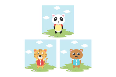 cute animal cartoon simple vector illustration