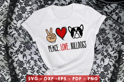 Peace Love Bulldogs SVG, DXF, PDF, EPS, PNG