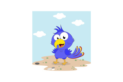 cute blue bird animal cartoon