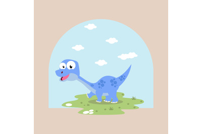 cute dinosaur simple vector illustration