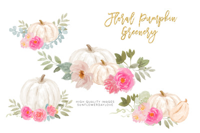 Pink and White Pumpkins Clipart&2C; Autumn Fall PNG Pumpkins