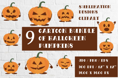 Halloween Bundle. Pumpkins Bundle funny for Sublimation