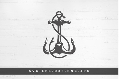 Vintage anchor with rope. vector illustration. SVG, PNG, DXF, Eps, Jpe