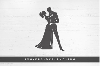 The bride and groom are embracing. vector illustration. SVG, PNG, DXF,