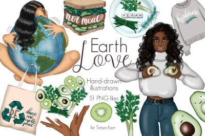 Earth Love Clipart &amp; Pattern