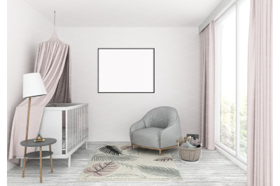 Interior scene artwork background frame mockup