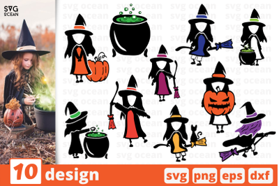 Halloween cute witches SVG bundle