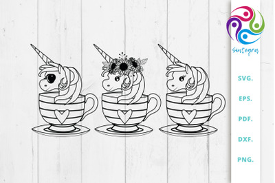 Unicorn In A Cup Svg Mini Bundle