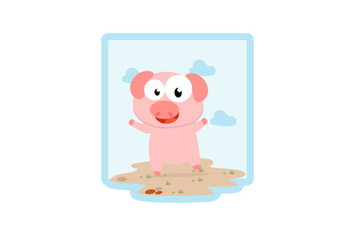 cute pig simple vector illustration