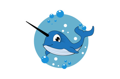 cute narwhal animal cartoon