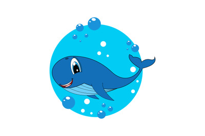 cute whale cartoon simple vector illustration