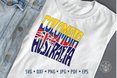 Colombia Australia square Word Art, Svg Dxf Eps Png Jpg Cut file