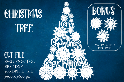 Christmas tree SVG. Merry Christmas. Believe in the magic.