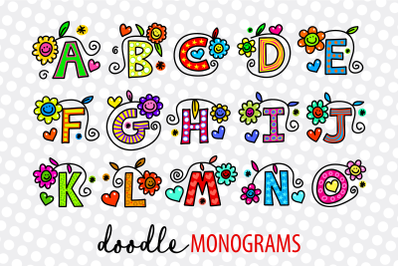 Hand Drawn Doodle Monogram Alphabet Letters