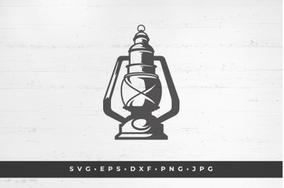 Camping old fashioned oil lamp.  vector illustration. SVG, PNG, DXF, E