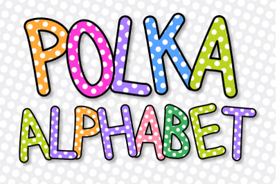 Retro Polka Dot Alphabet Clipart Lettering